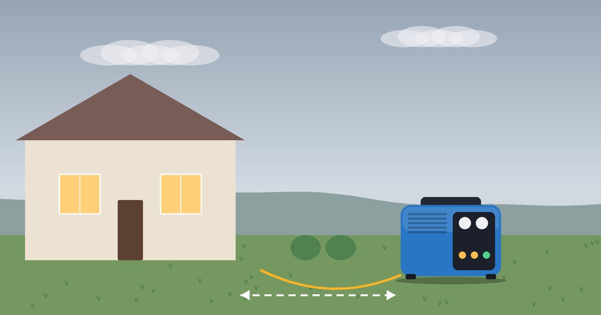 Portable generator for home backup: portable generator set up outside a home